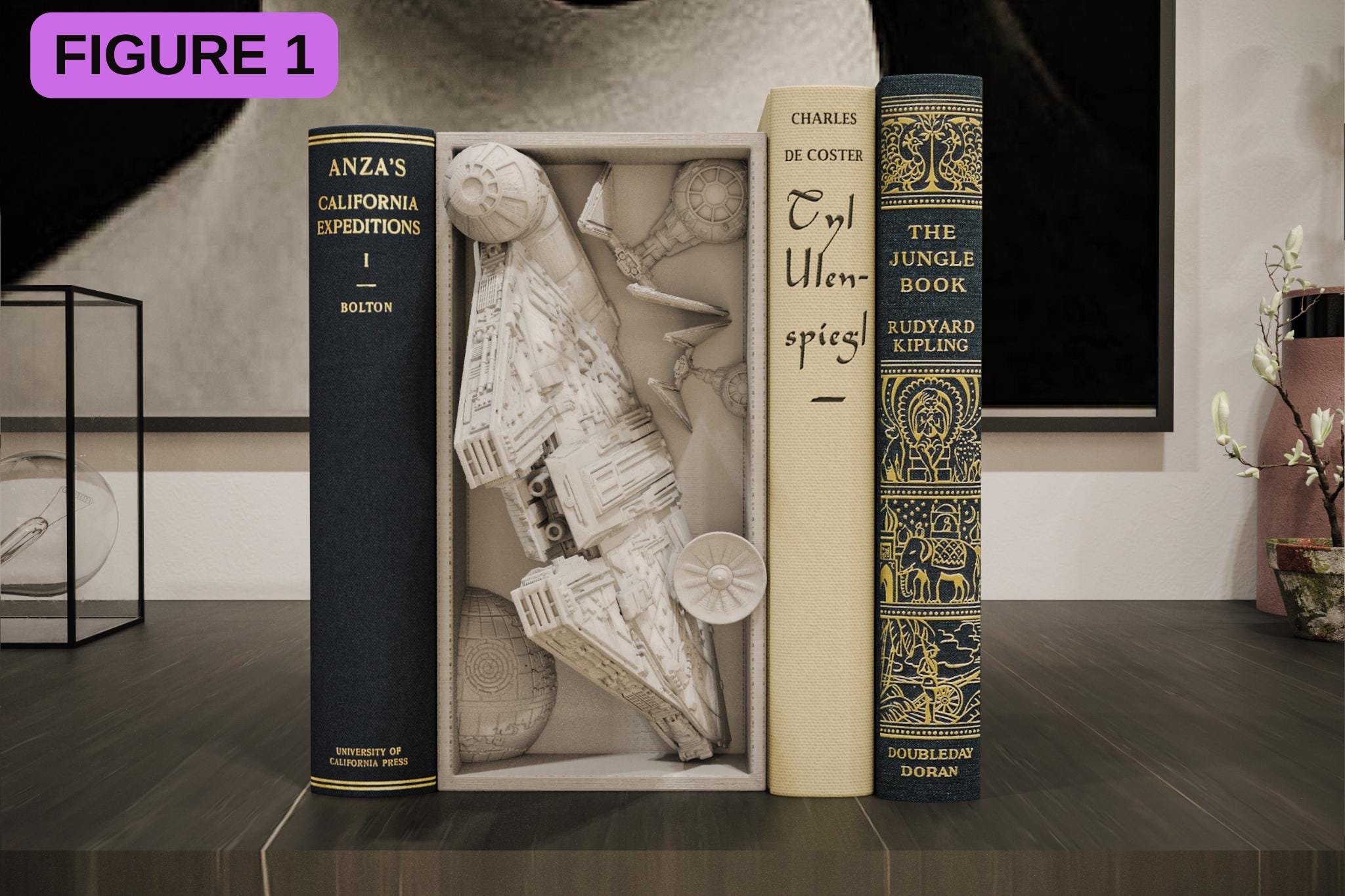 Fantasy / Sci-Fi Book Nook Shelf Insert | Magic Wizard & Space Wars Shadow Box | 3D Wall Art Diorama