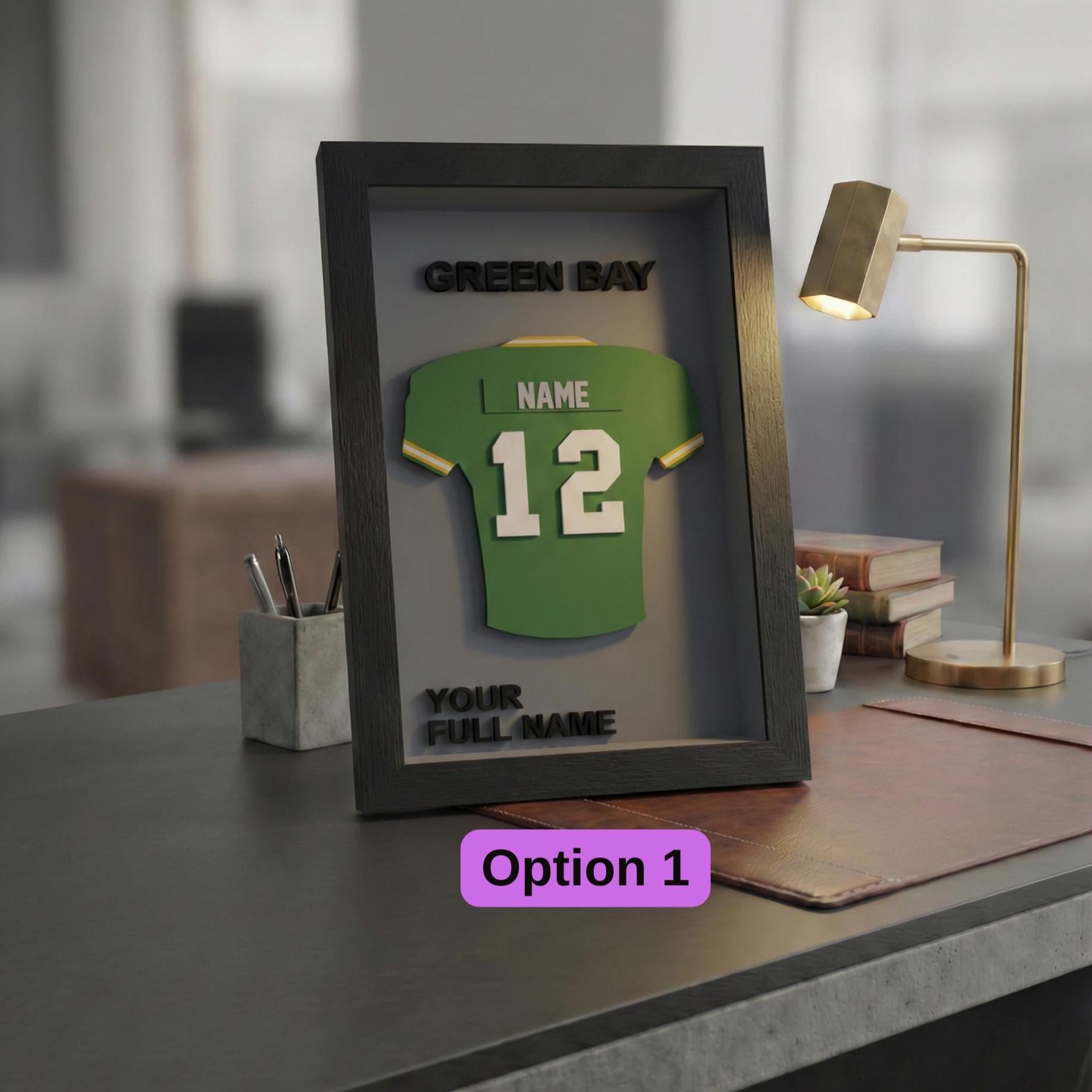 Personalized 3D Football Jersey Art | Custom Name, Number & Team Colors | Shadow Box Sports Decor | Senior Night, Coach, or Dad Gift