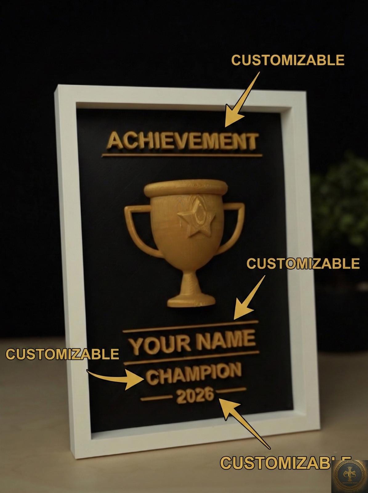 Personalized 3D Trophy Frame | Customizable 3D Trophy Shadow Box| Custom Champion Award Plaque | Fantasy Football Sports