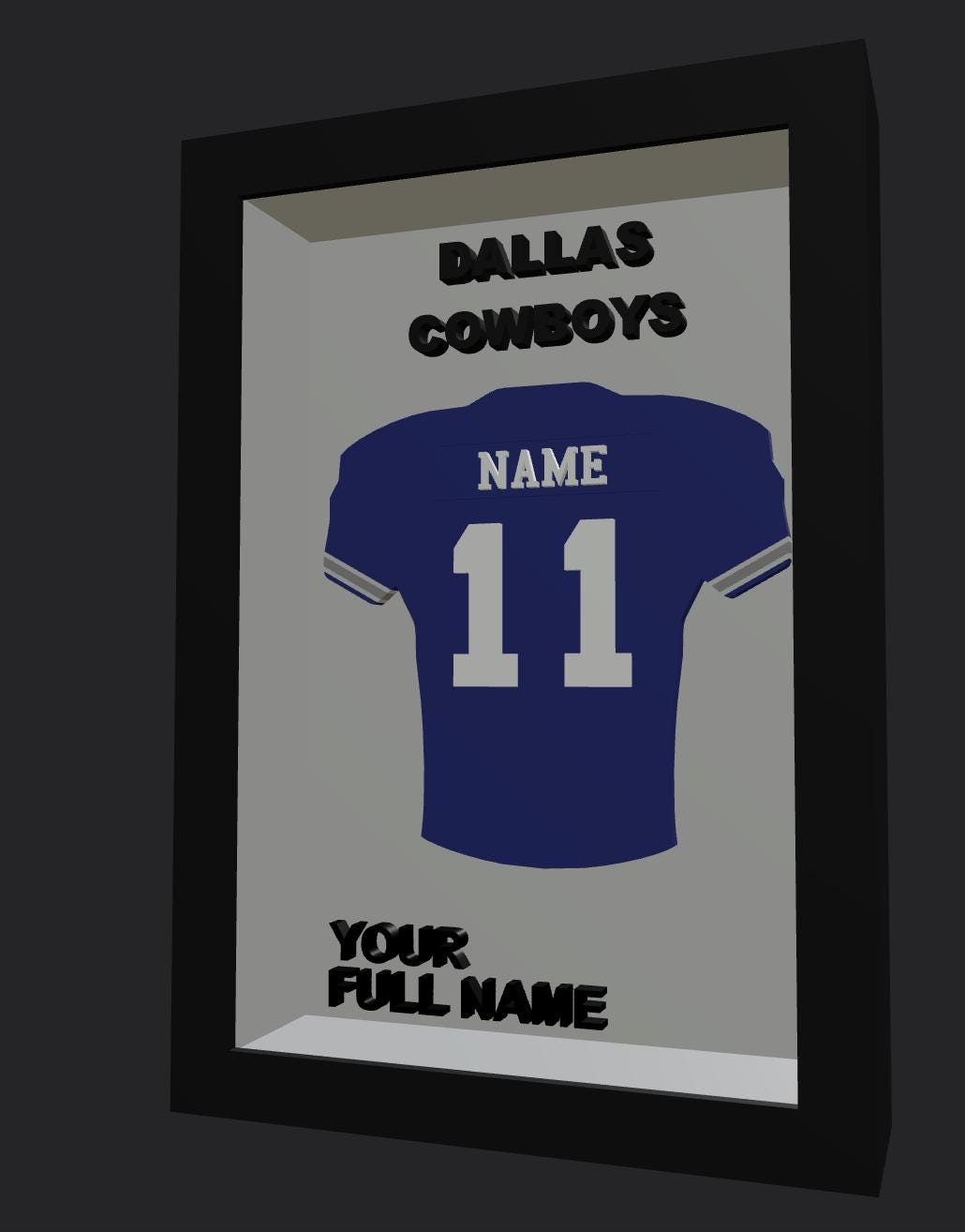 Personalized Dallas Football Frame | Custom Name & Number Jersey Display | Texas Sports Room 3D Wall Art