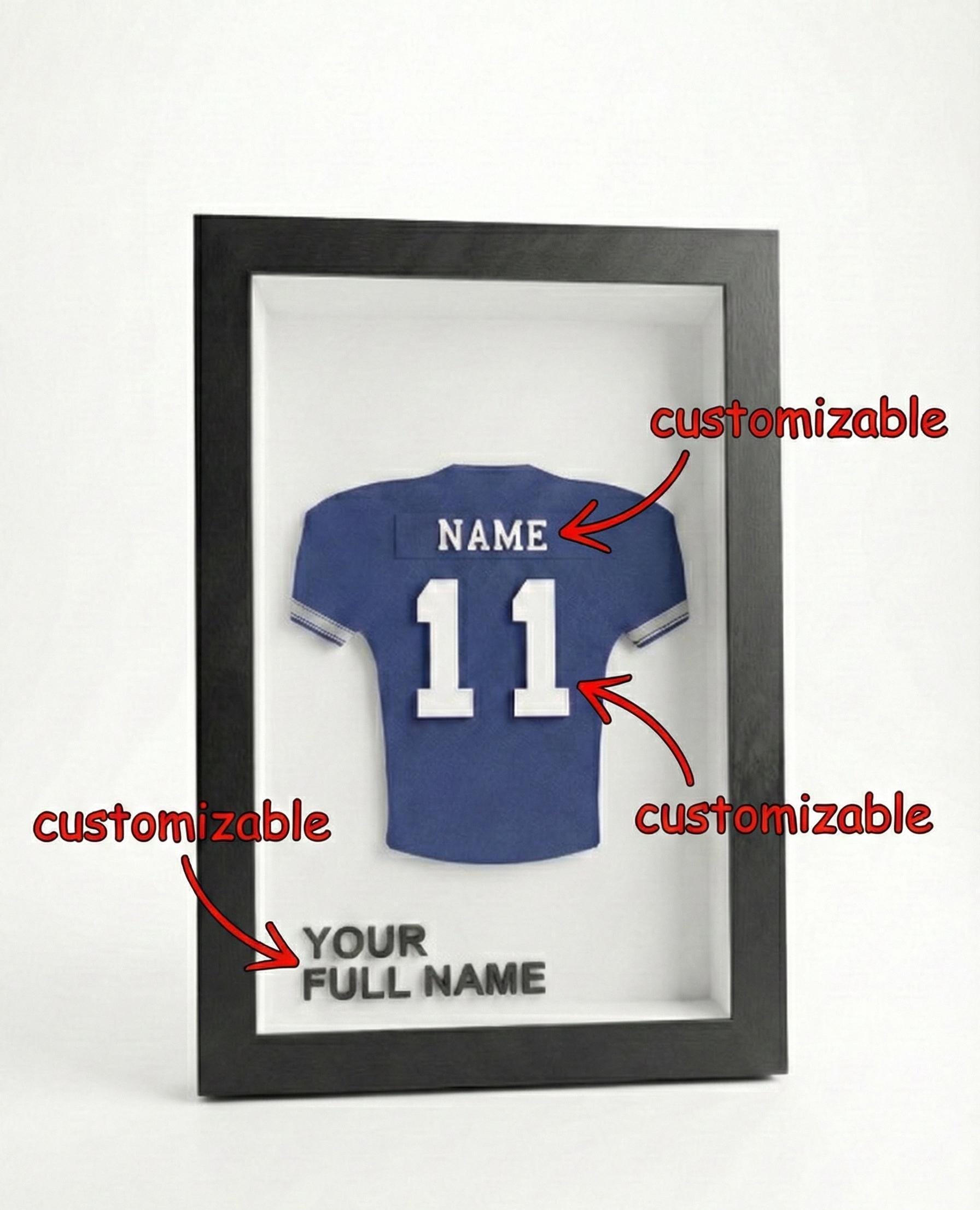 Personalized Dallas Football Frame | Custom Name & Number Jersey Display | Texas Sports Room 3D Wall Art