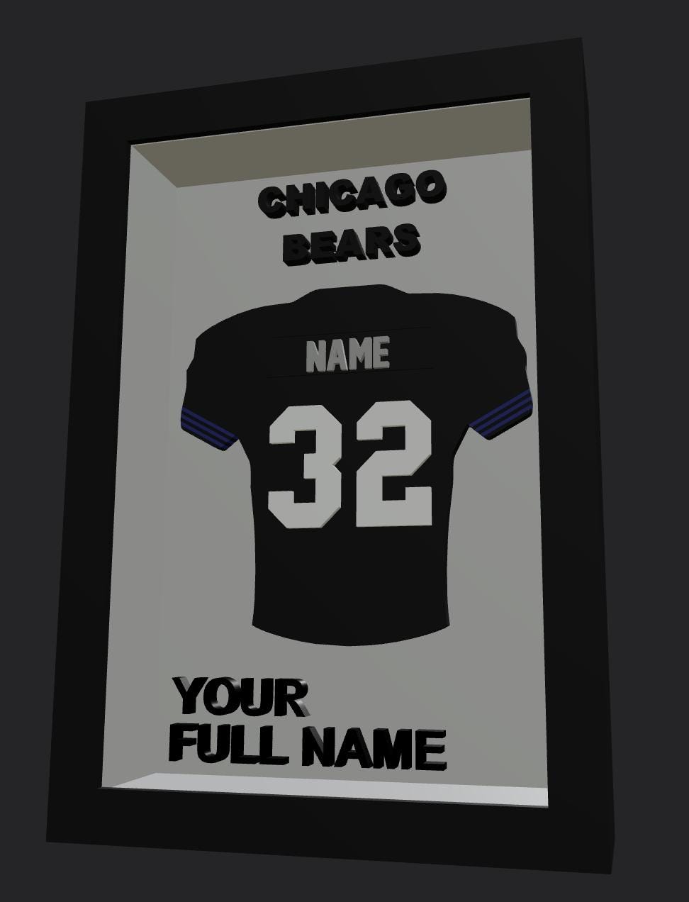 Personalized Chicago Football Frame | Custom Name & Number Jersey Display | Illinois Sports Room 3D Wall Art