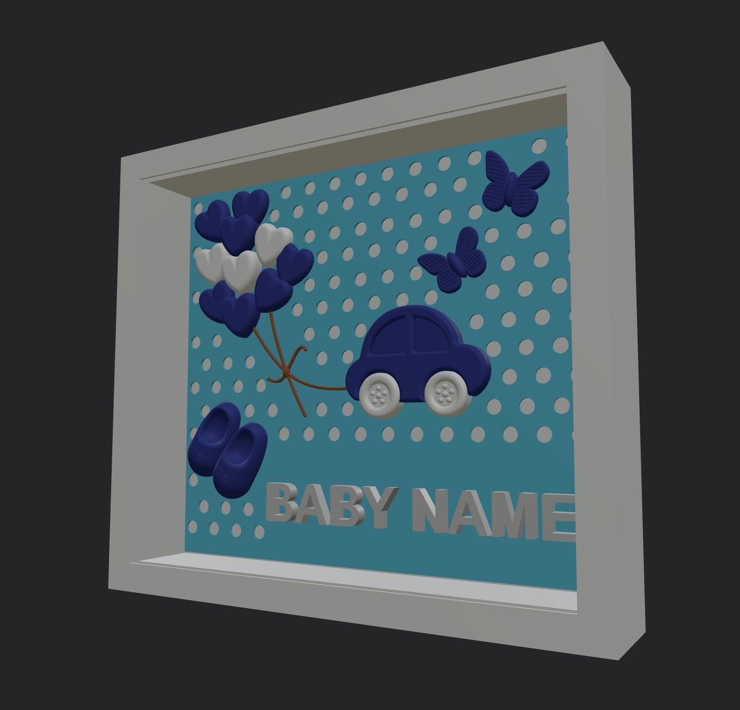 Personalized Baby Name Frame | 3D Printed Nursery Shadow Box Decor | Custom New Baby Gift