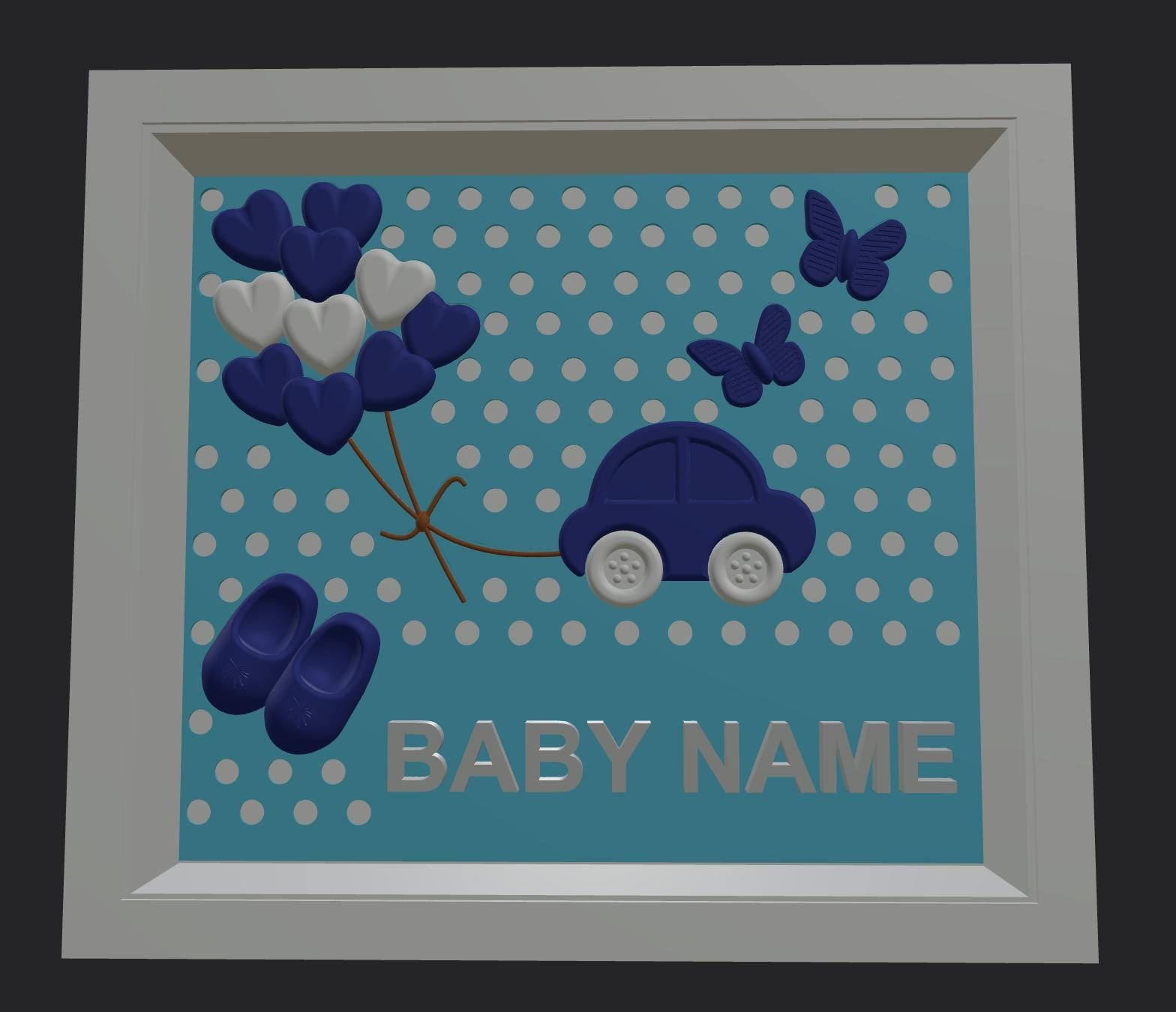 Personalized Baby Name Frame | 3D Printed Nursery Shadow Box Decor | Custom New Baby Gift