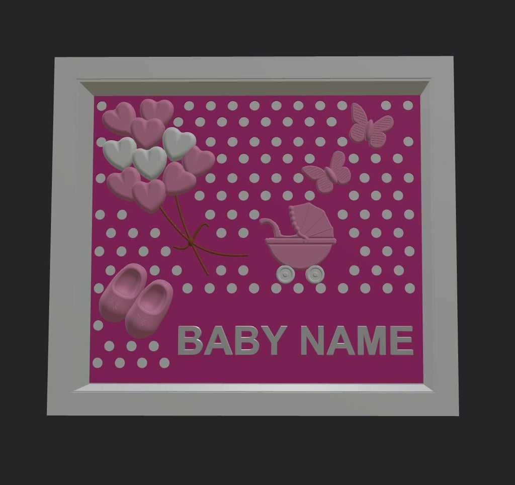 Personalized Baby Name Frame | 3D Printed Nursery Shadow Box Decor | Custom New Baby Gift