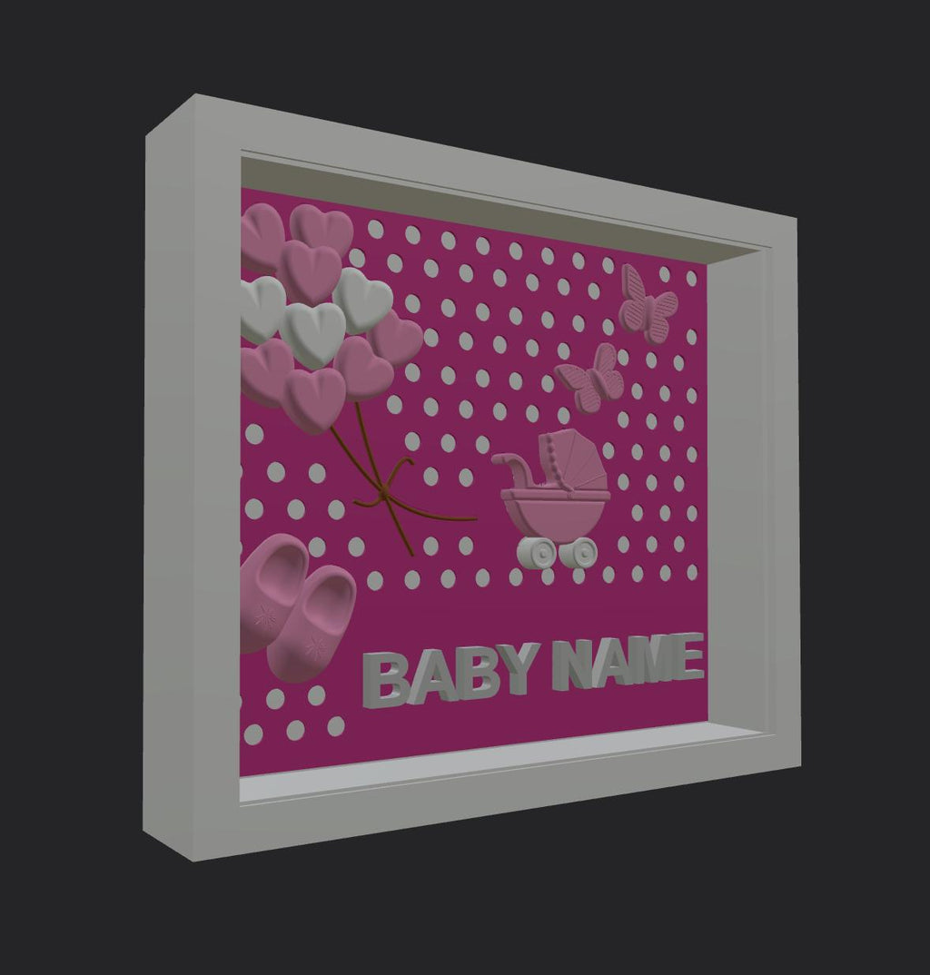 Personalized Baby Name Frame | 3D Printed Nursery Shadow Box Decor | Custom New Baby Gift