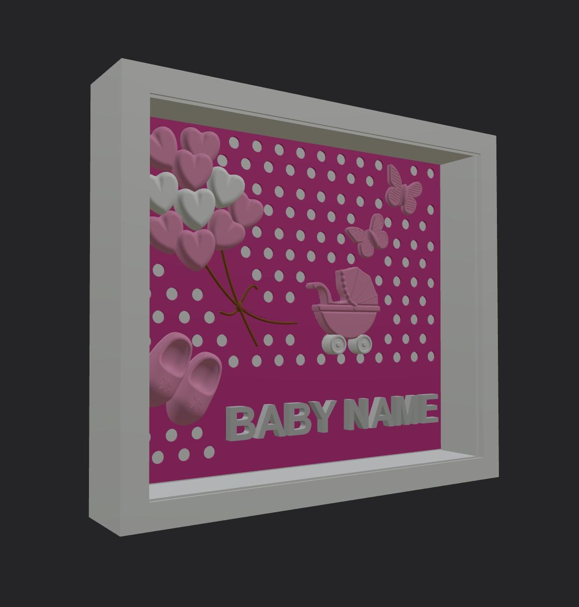 Personalized Baby Name Frame | 3D Printed Nursery Shadow Box Decor | Custom New Baby Gift