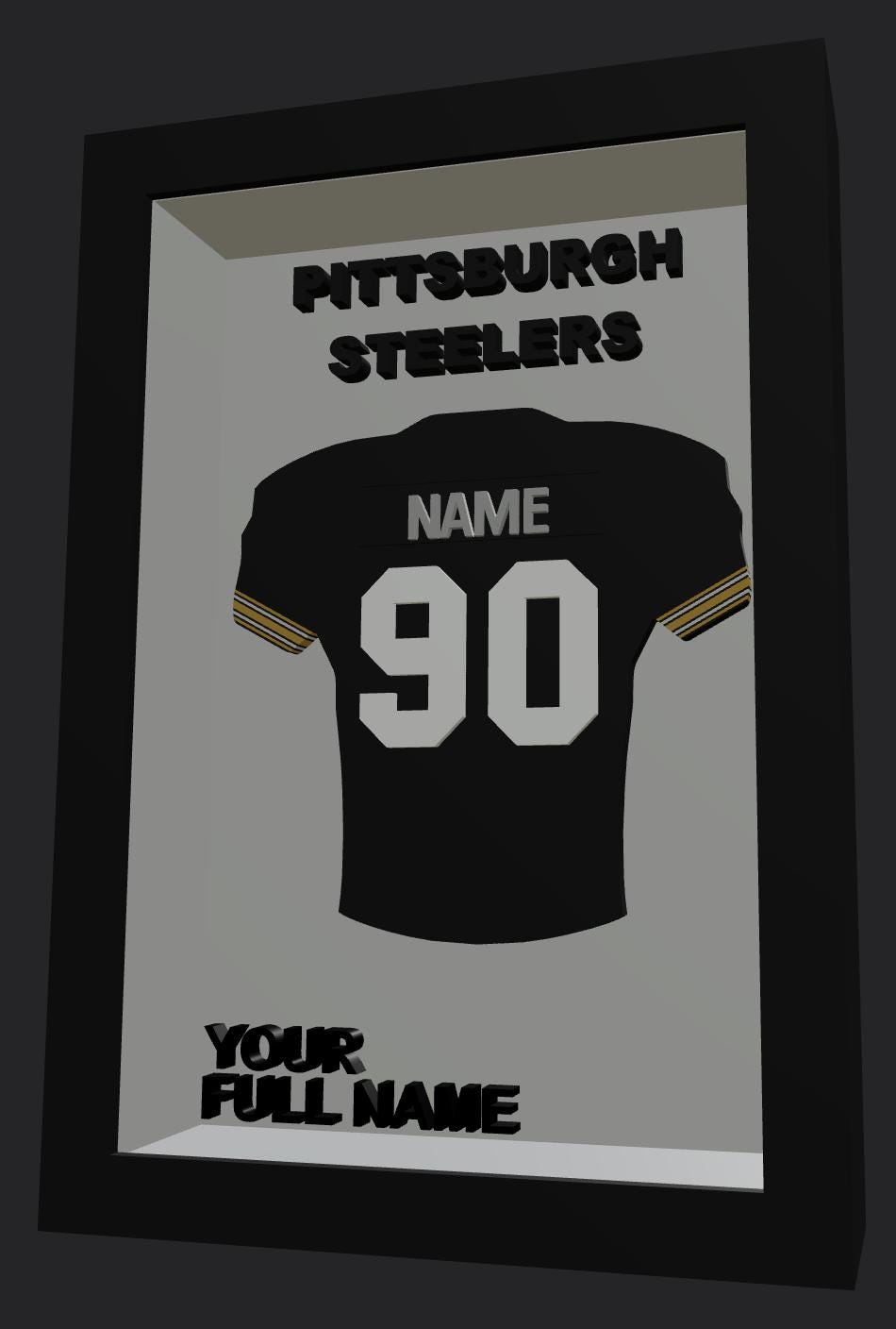 Personalized Pittsburgh Football Frame | Custom Name & Number Jersey Display | Pennsylvania Sports Room 3D Wall Art