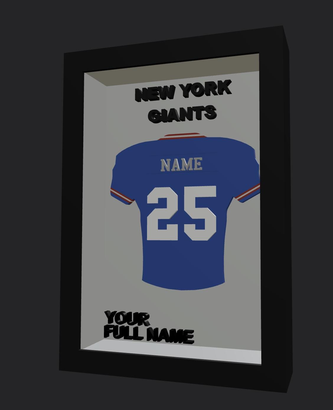 Personalized New York Football Frame | Custom Name & Number Jersey Display | NY Sports Room 3D Wall Art