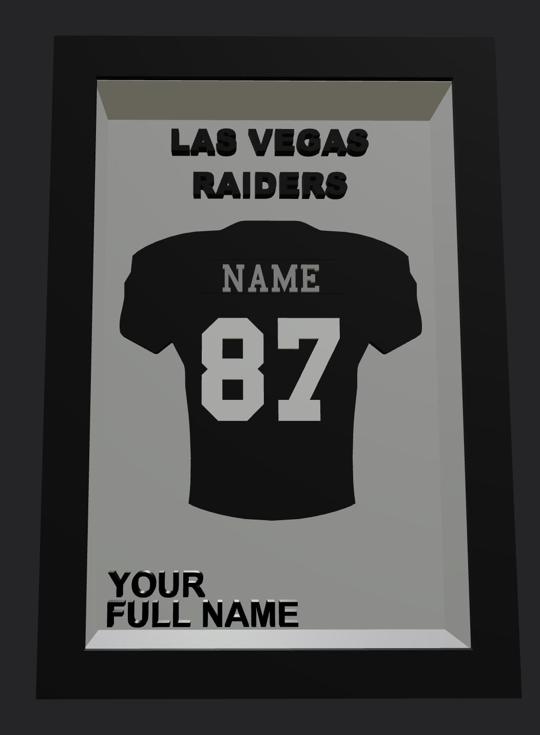 Personalized Las Vegas Football Frame | Custom Name & Number Jersey Display | Nevada Sports Room 3D Wall Art