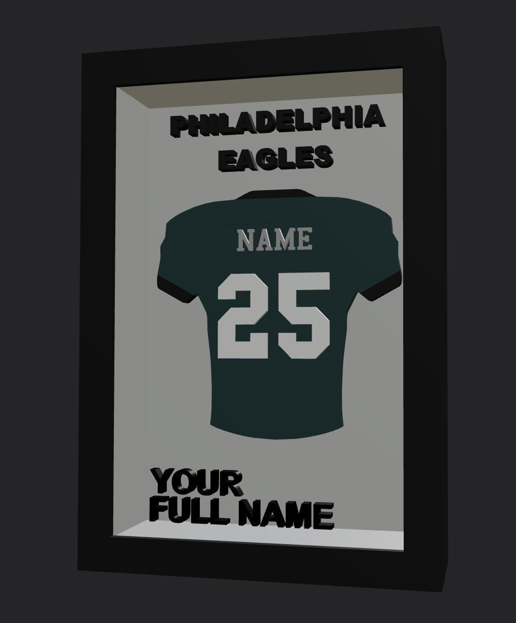 Personalized Philadelphia Football Frame | Custom Name & Number Jersey Display | Pennsylvania Sports Room 3D Wall Art