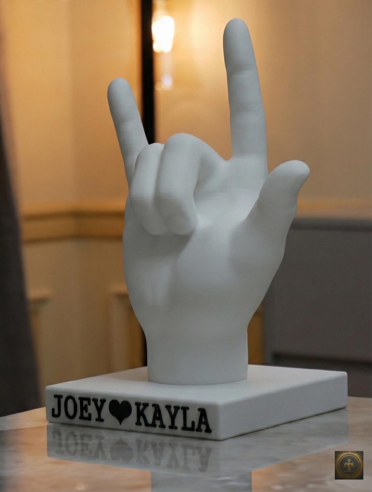 I Love You ASL Statue | American Sign Language Fingerspelling Sculpture | Romantic Valentines Gift