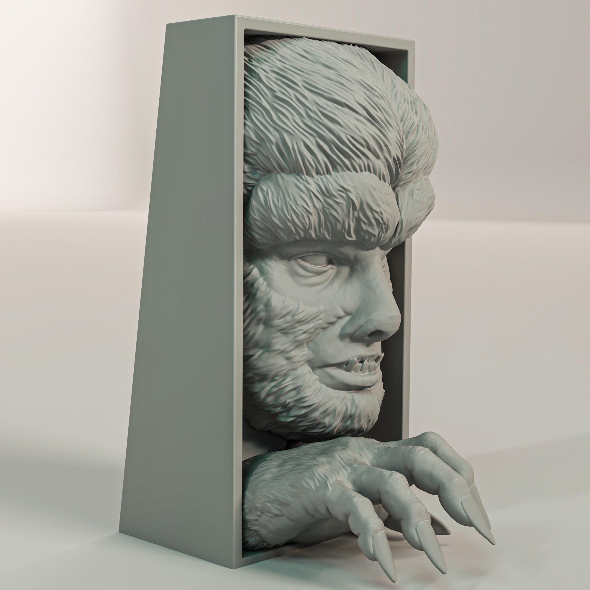 Cursed Werewolf Book Nook | Vintage Horror 3D Shadow Box | Gothic Monster 3D Wall Art