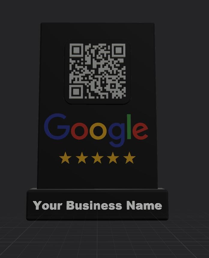 Custom Google Review QR Code Sign | 3D Printed Business Counter Stand | Social Media Display with Logo