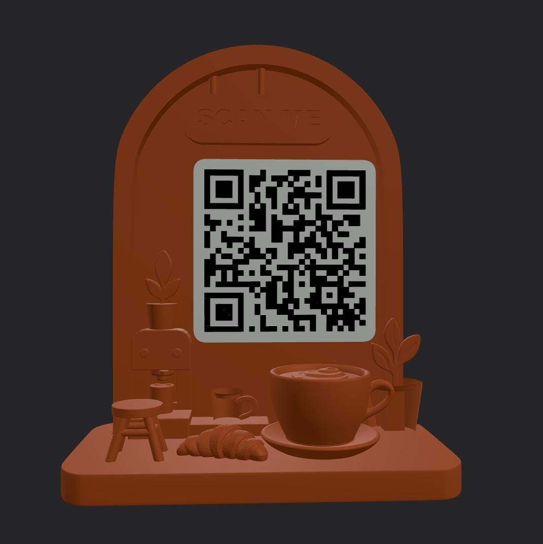 Custom Coffee Shop QR Code Sign | 3D Counter Display for Cafes & Markets | Scan to Pay Stand | Venmo, CashApp, Instagram, Menu Link