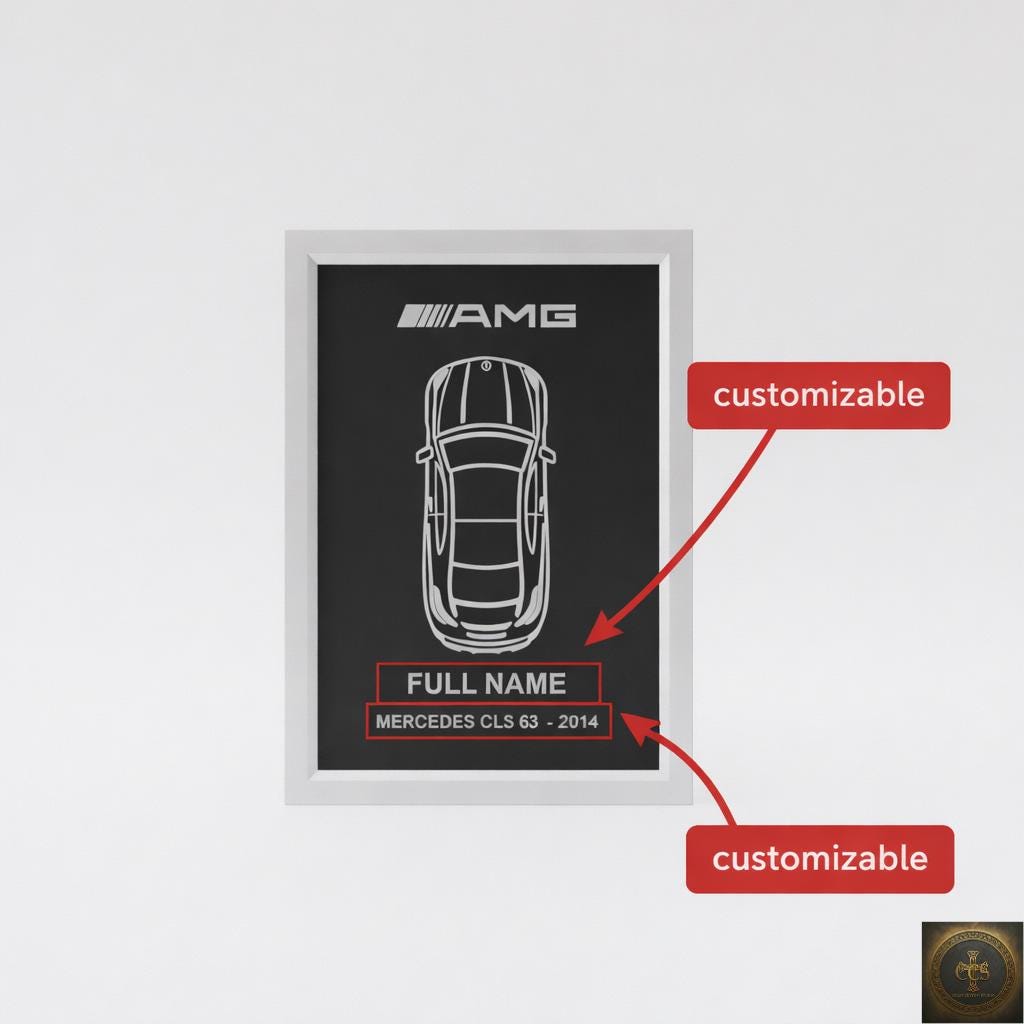 Personalized Mercedes Wall Art | Custom Car Frame | 3D Printed AMG Inspired Decor | Car Enthusiast Gift