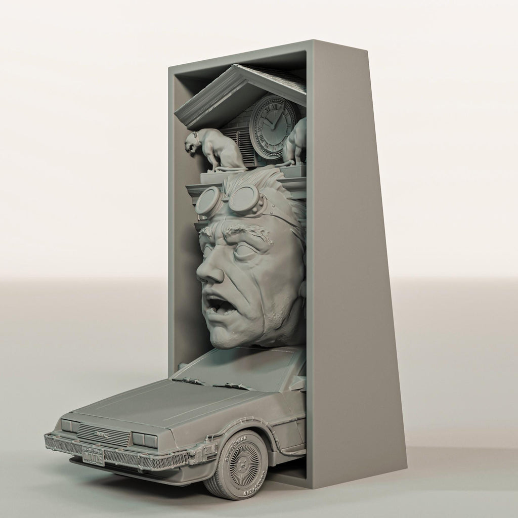 Time Travel Car Book Nook | Retro Sci-Fi 3D Shadow Box | 80s Movie 3D Wall Art