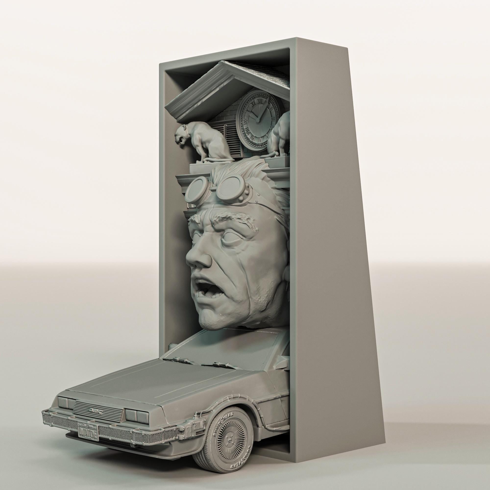 Time Travel Car Book Nook | Retro Sci-Fi 3D Shadow Box | 80s Movie 3D Wall Art