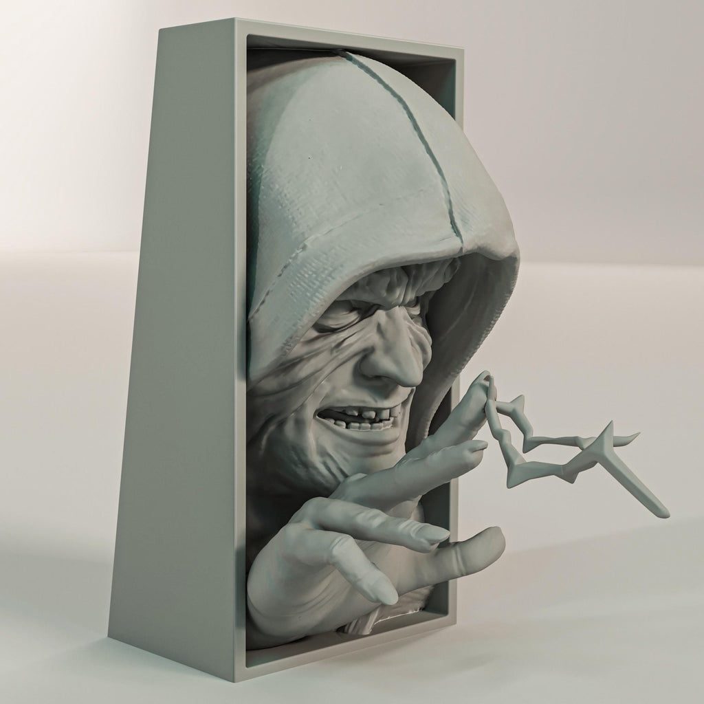 Dark Galactic Emperor Book Nook | Sci-Fi Villain 3D Shadow Box | Electric Power 3D Wall Art