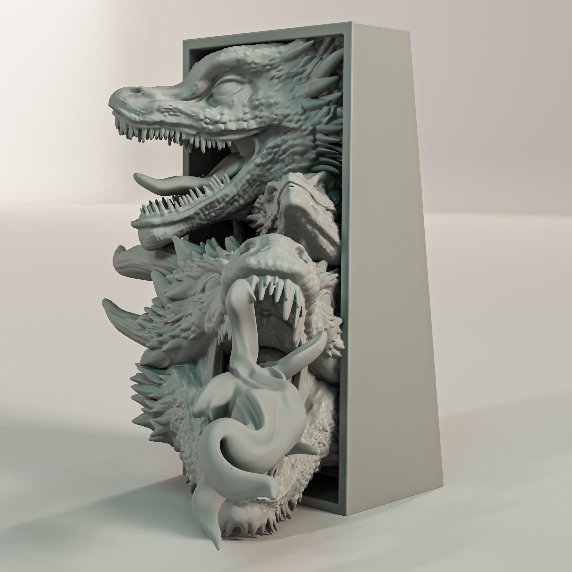 Fire Dragon Trio Book Nook | Epic Fantasy 3D Shadow Box | Medieval Decor 3D Wall Art