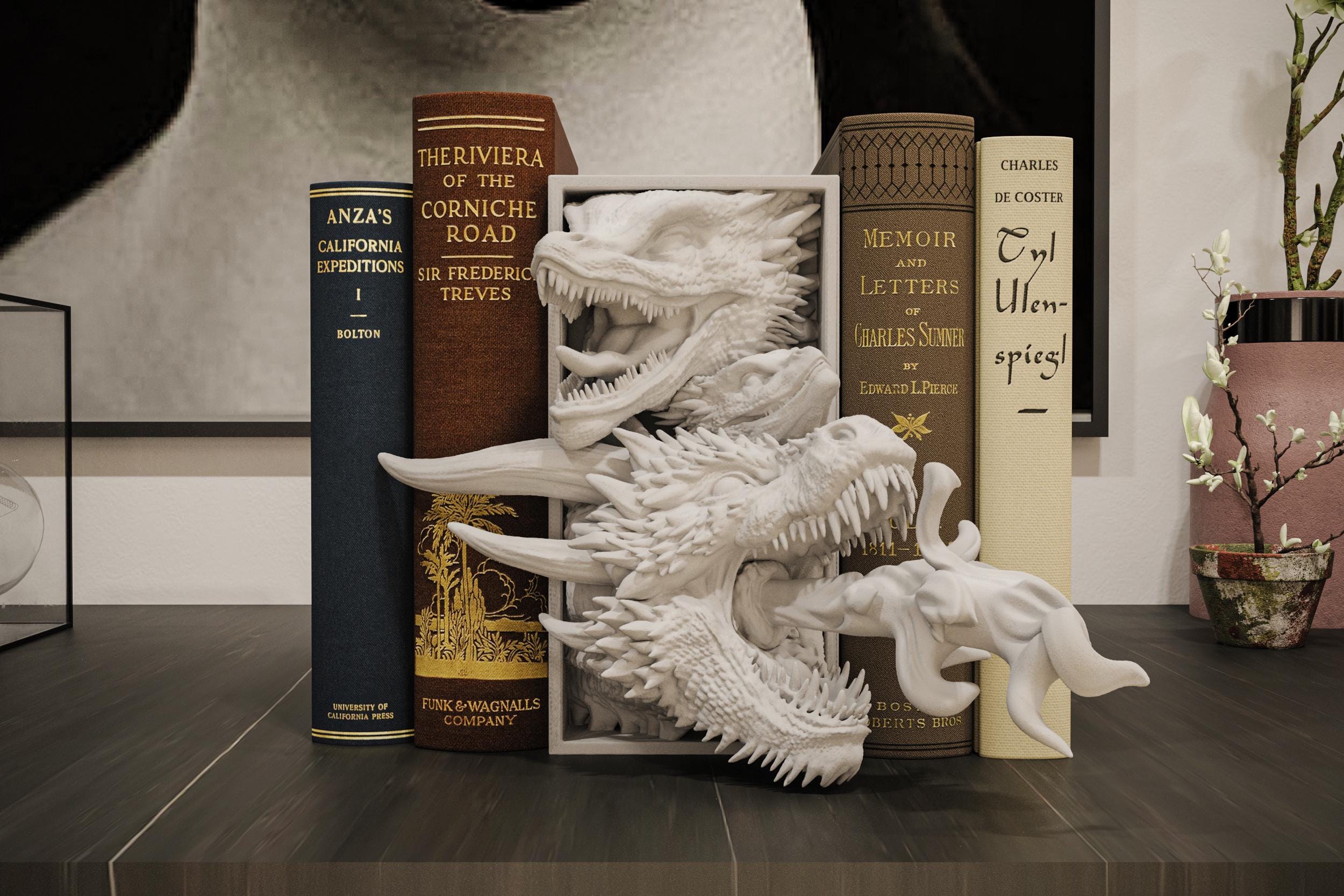Fire Dragon Trio Book Nook | Epic Fantasy 3D Shadow Box | Medieval Decor 3D Wall Art