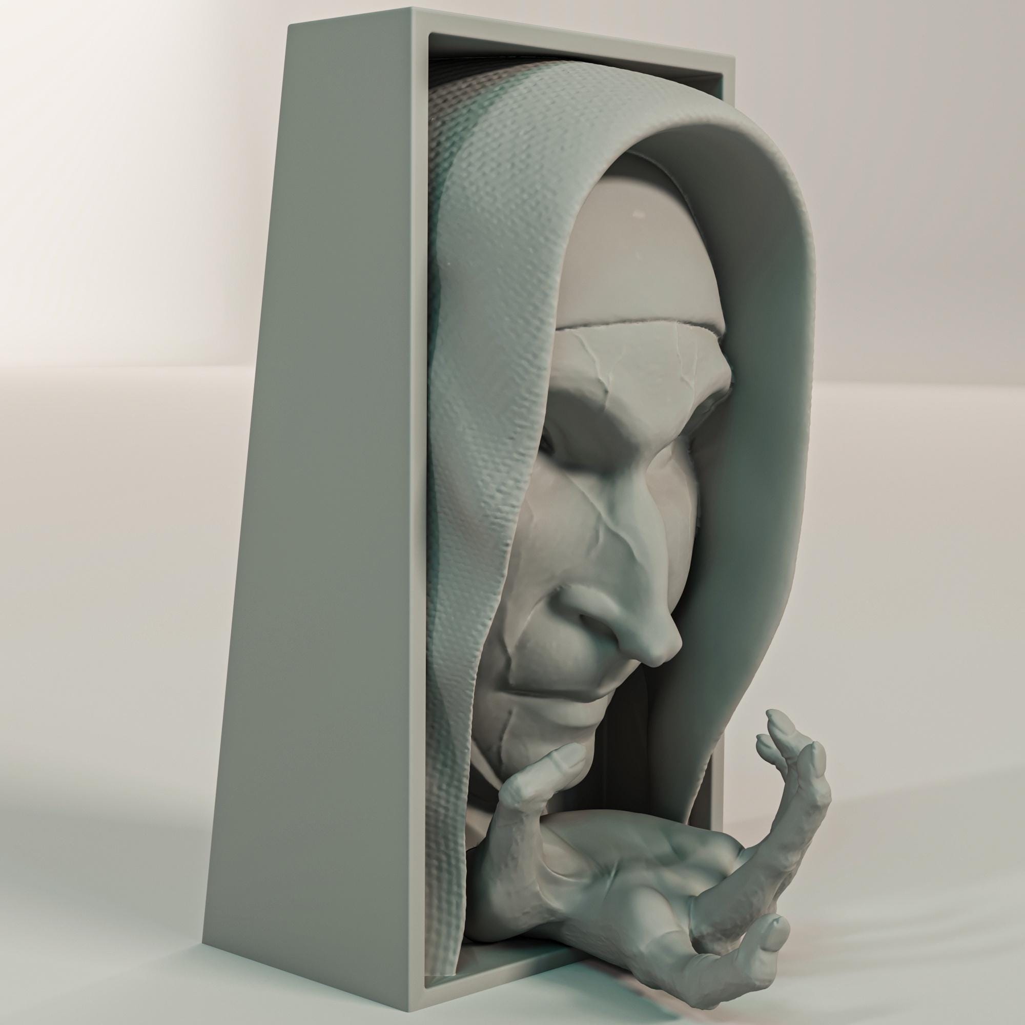 Demonic Nun Book Nook | Paranormal Horror 3D Shadow Box | Gothic Shelf Decor 3D Wall Art