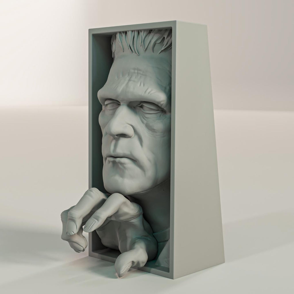Frankenstein Monster Book Nook | Classic Horror 3D Shadow Box | Gothic Science 3D Wall Art