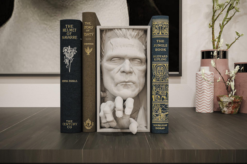 Frankenstein Monster Book Nook | Classic Horror 3D Shadow Box | Gothic Science 3D Wall Art