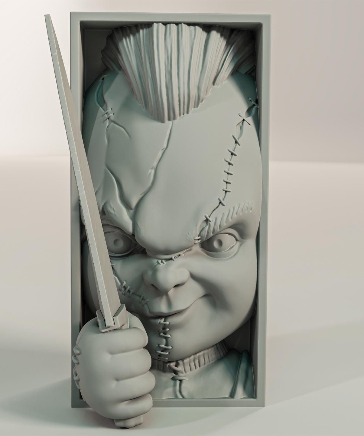 Scarred Killer Doll Book Nook | 80s Slasher Horror 3D Shadow Box | Spooky Toy 3D Wall Art