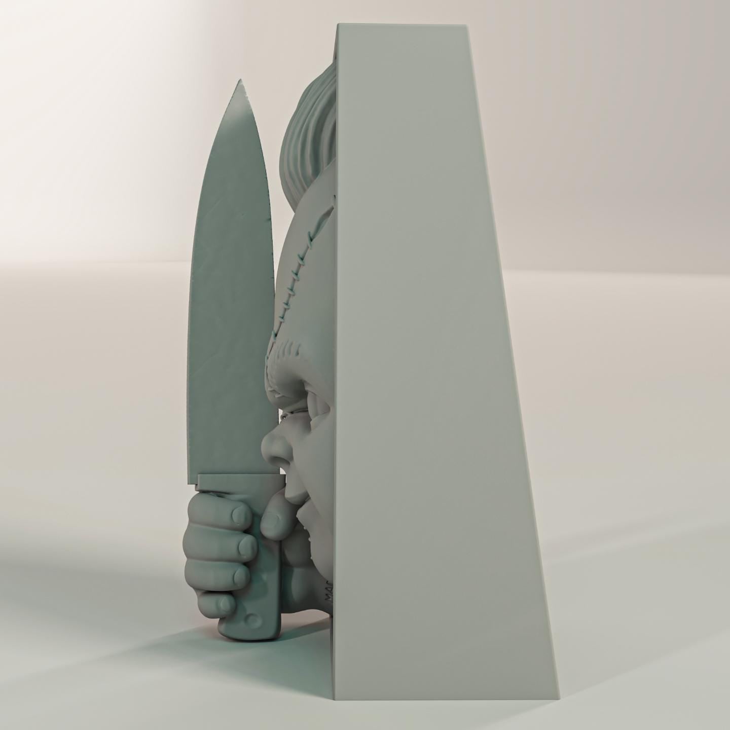 Scarred Killer Doll Book Nook | 80s Slasher Horror 3D Shadow Box | Spooky Toy 3D Wall Art