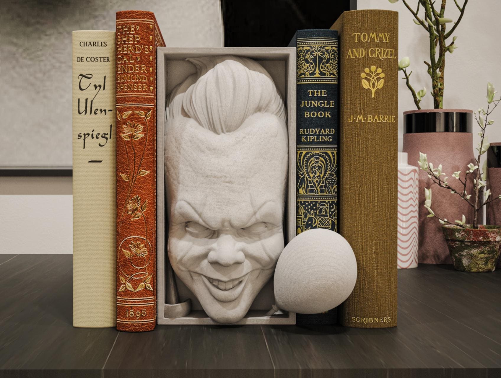 Dancing Clown Monster Book Nook | Horror Movie 3D Shadow Box | Spooky Decor 3D Wall Art