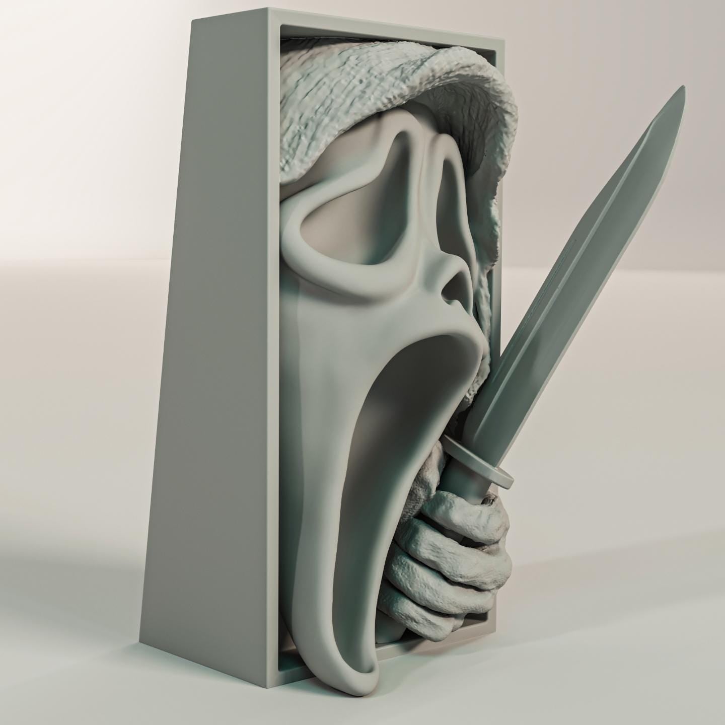 Masked Ghost Book Nook | 90s Horror Movie 3D Shadow Box | Spooky Decor 3D Wall Art