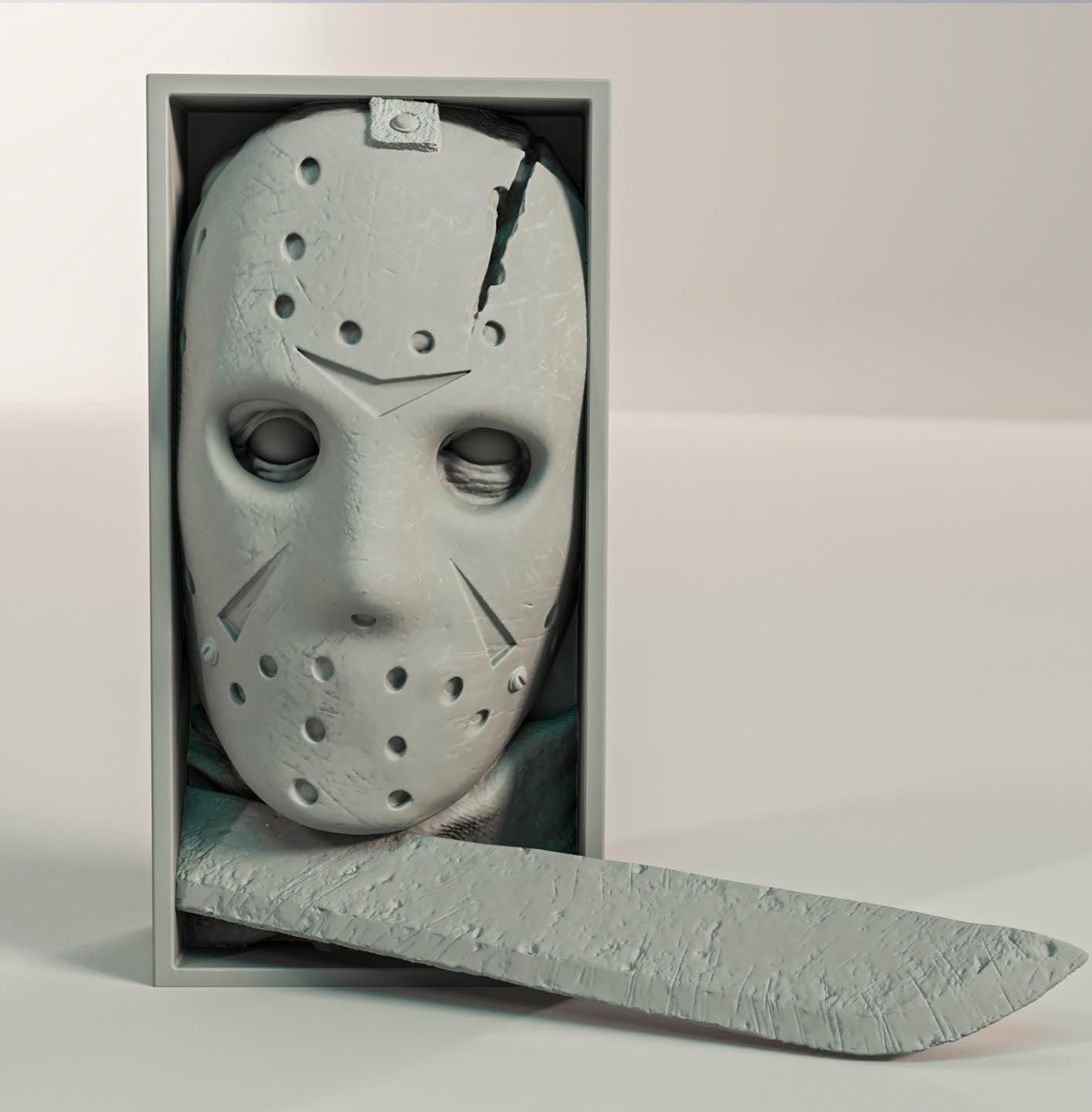 Hockey Mask Killer Book Nook | 80s Slasher Horror 3D Shadow Box | Campfire Decor 3D Wall Art