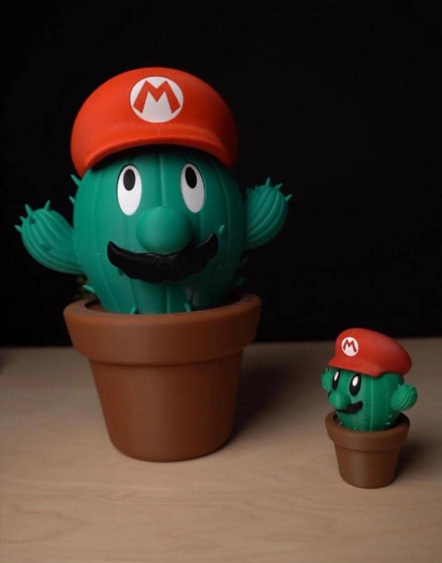 3D Printed Mario Inspired Cactus Container | Retro Video Game Decor | Hidden Storage Pot | Desk Organizer Gamer Gift