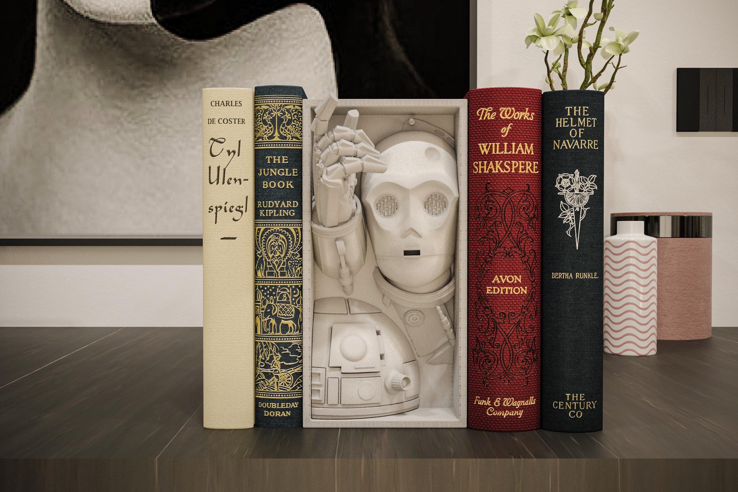 Space Robots Book Nook | Sci-Fi Galaxy 3D Shadow Box | Retro Future 3D Wall Art