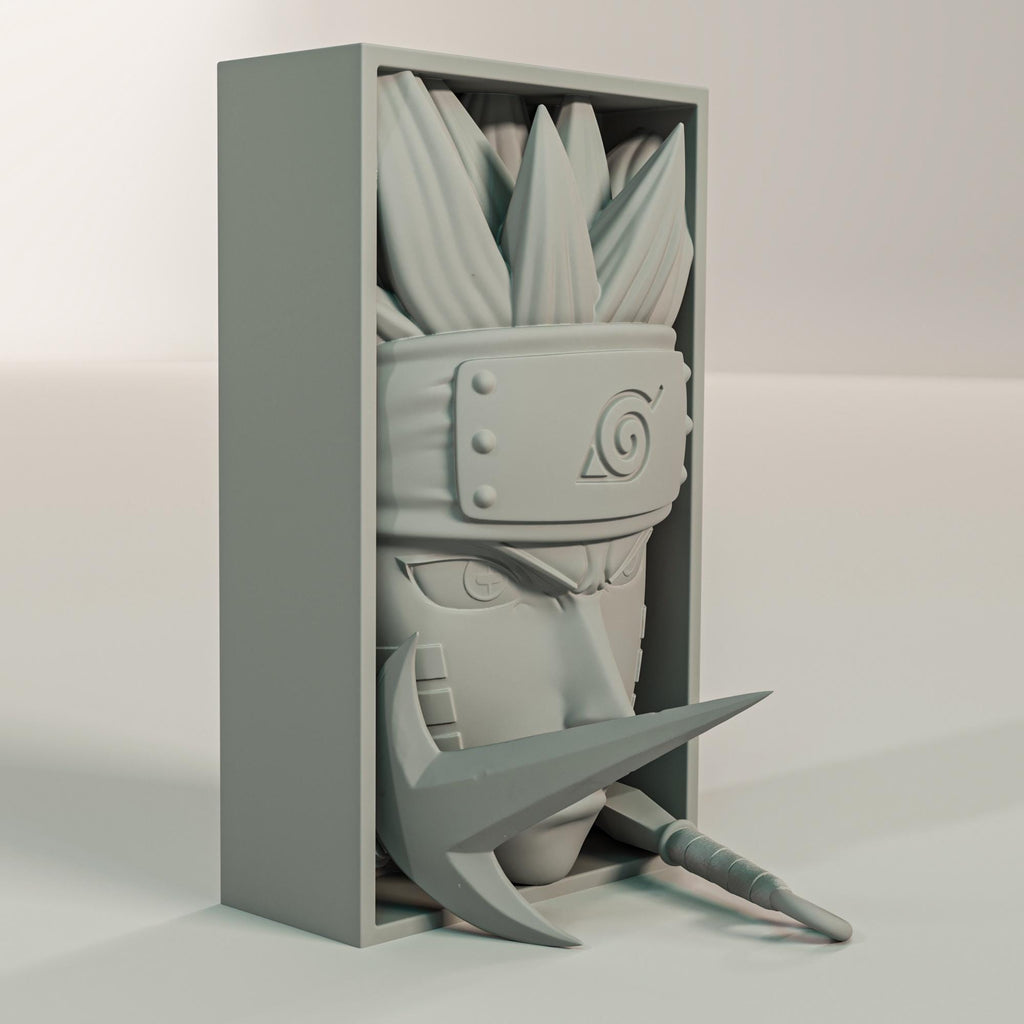 Determined Ninja Book Nook | Shonen Anime 3D Shadow Box | Japanese Warrior 3D Wall Art