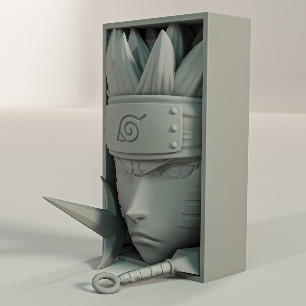 Determined Ninja Book Nook | Shonen Anime 3D Shadow Box | Japanese Warrior 3D Wall Art