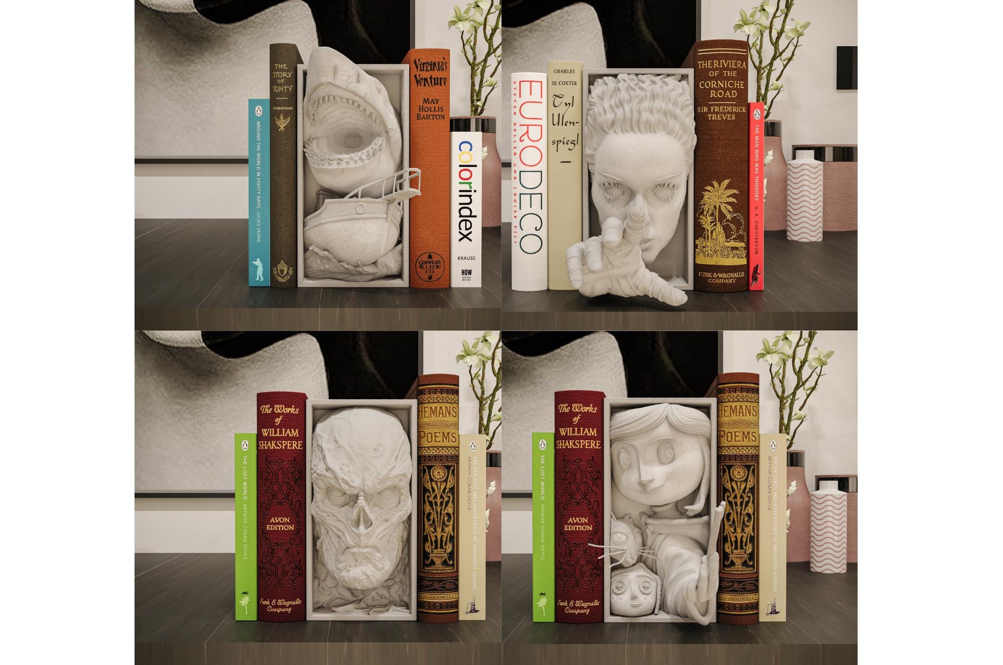 Horror Movie Book Nook Shadow Box | Gothic 3D Wall Art & Shelf Insert | Spooky Halloween Decor Gift