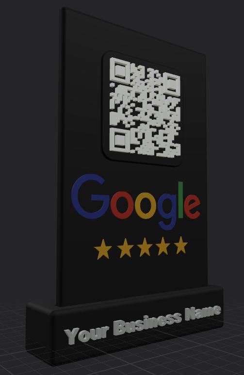 Custom Google Review QR Code Sign | 3D Printed Business Counter Stand | Social Media Display with Logo