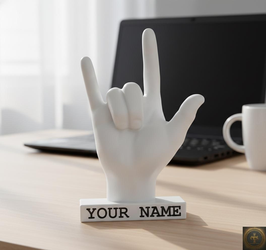 I Love You ASL Statue | American Sign Language Fingerspelling Sculpture | Romantic Valentines Gift