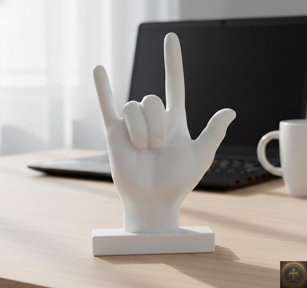 I Love You ASL Statue | American Sign Language Fingerspelling Sculpture | Romantic Valentines Gift