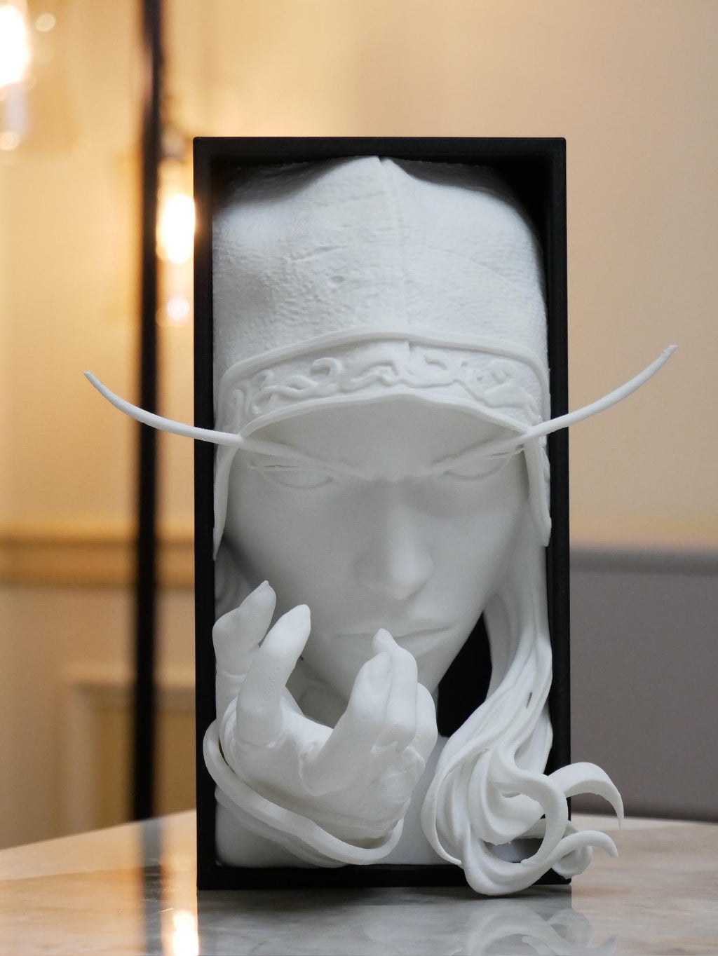 Sample wall hung with black as secondary color.