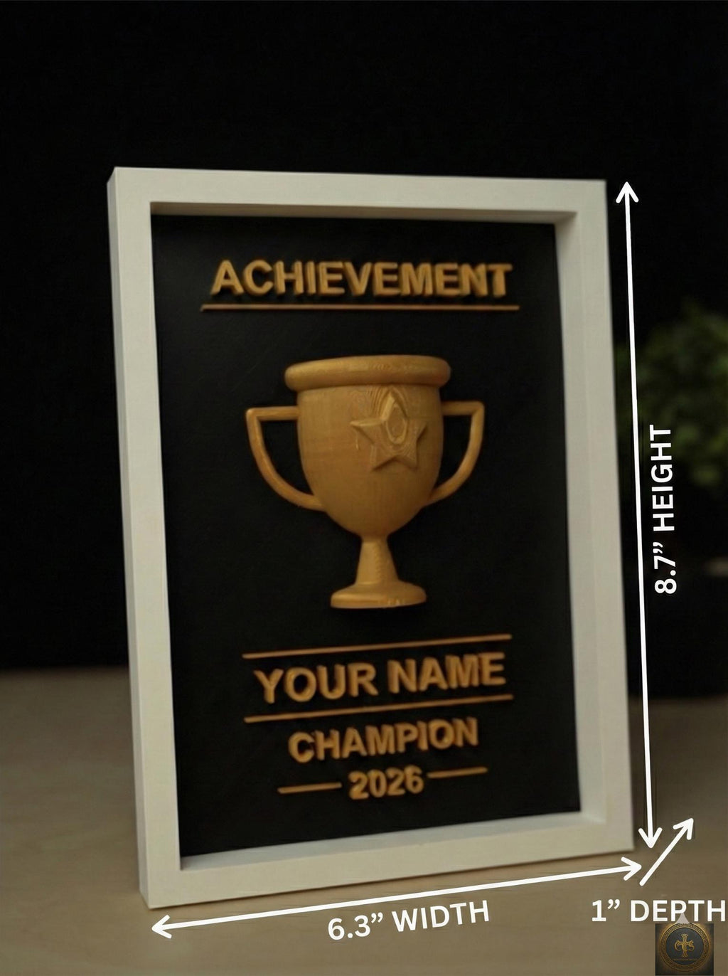 Personalized 3D Trophy Frame | Customizable 3D Trophy Shadow Box| Custom Champion Award Plaque | Fantasy Football Sports