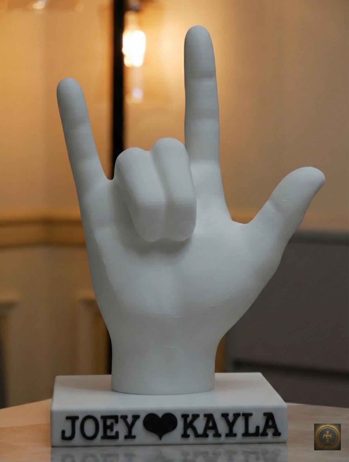 I Love You ASL Statue | American Sign Language Fingerspelling Sculpture | Romantic Valentines Gift