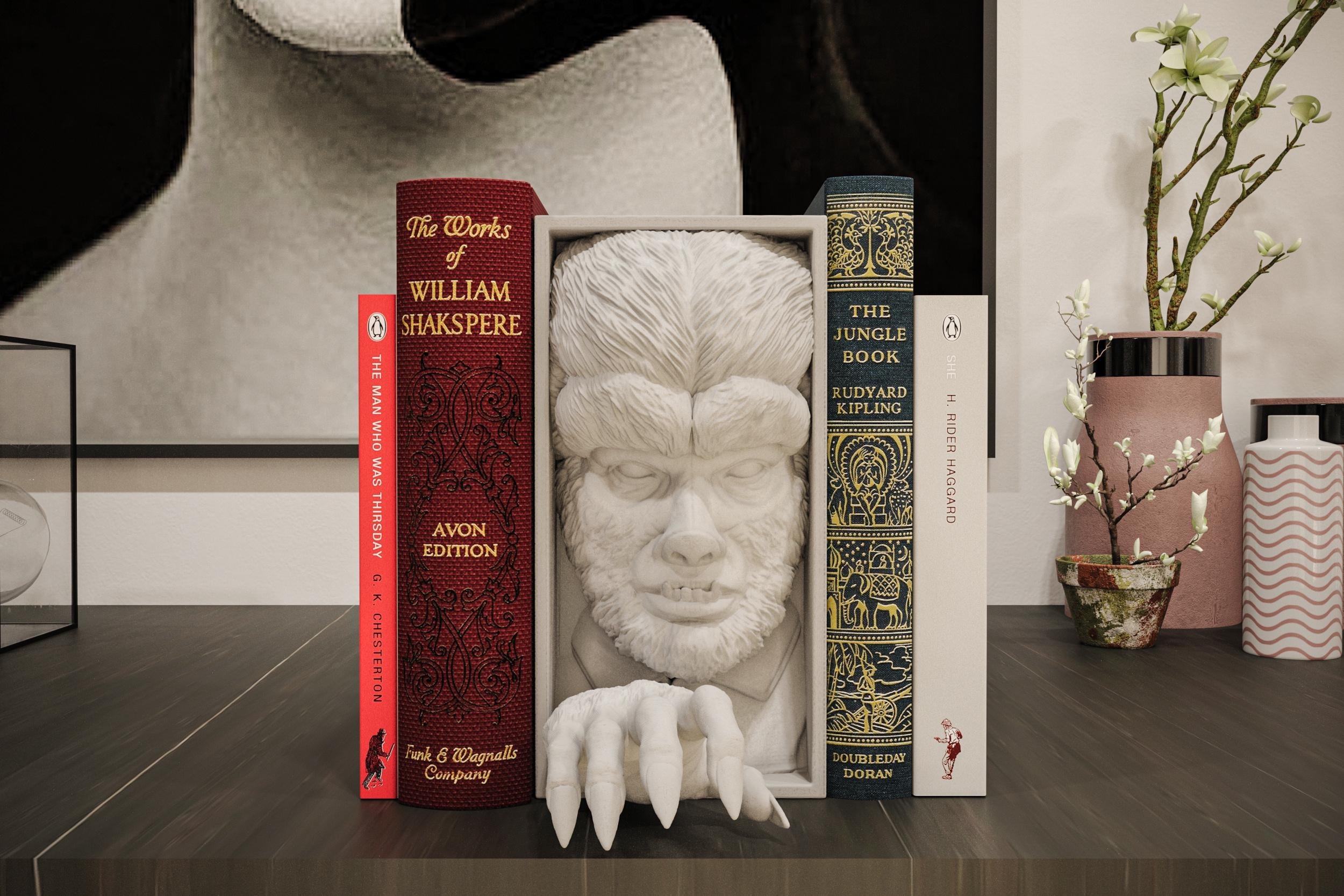 Cursed Werewolf Book Nook | Vintage Horror 3D Shadow Box | Gothic Monster 3D Wall Art
