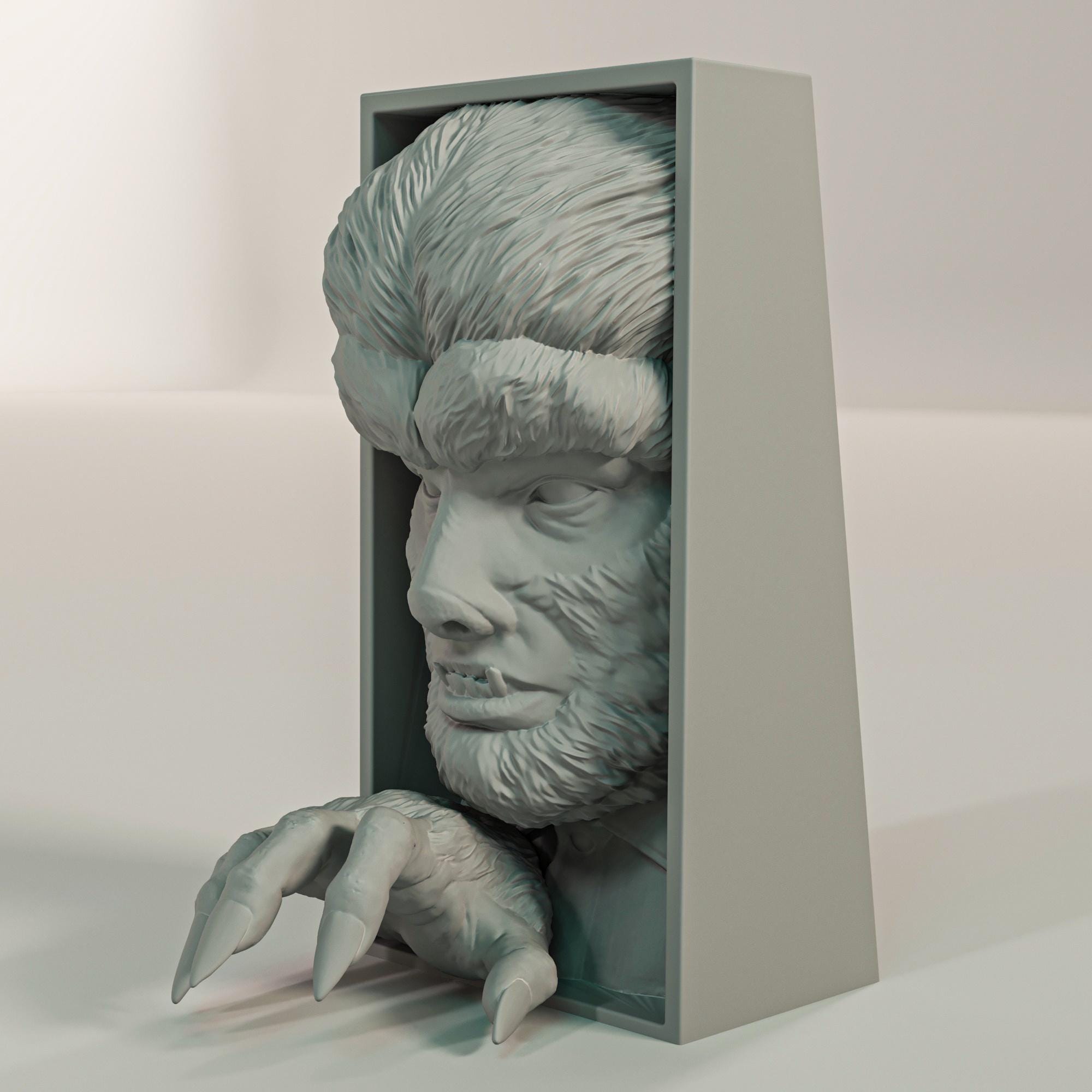 Cursed Werewolf Book Nook | Vintage Horror 3D Shadow Box | Gothic Monster 3D Wall Art