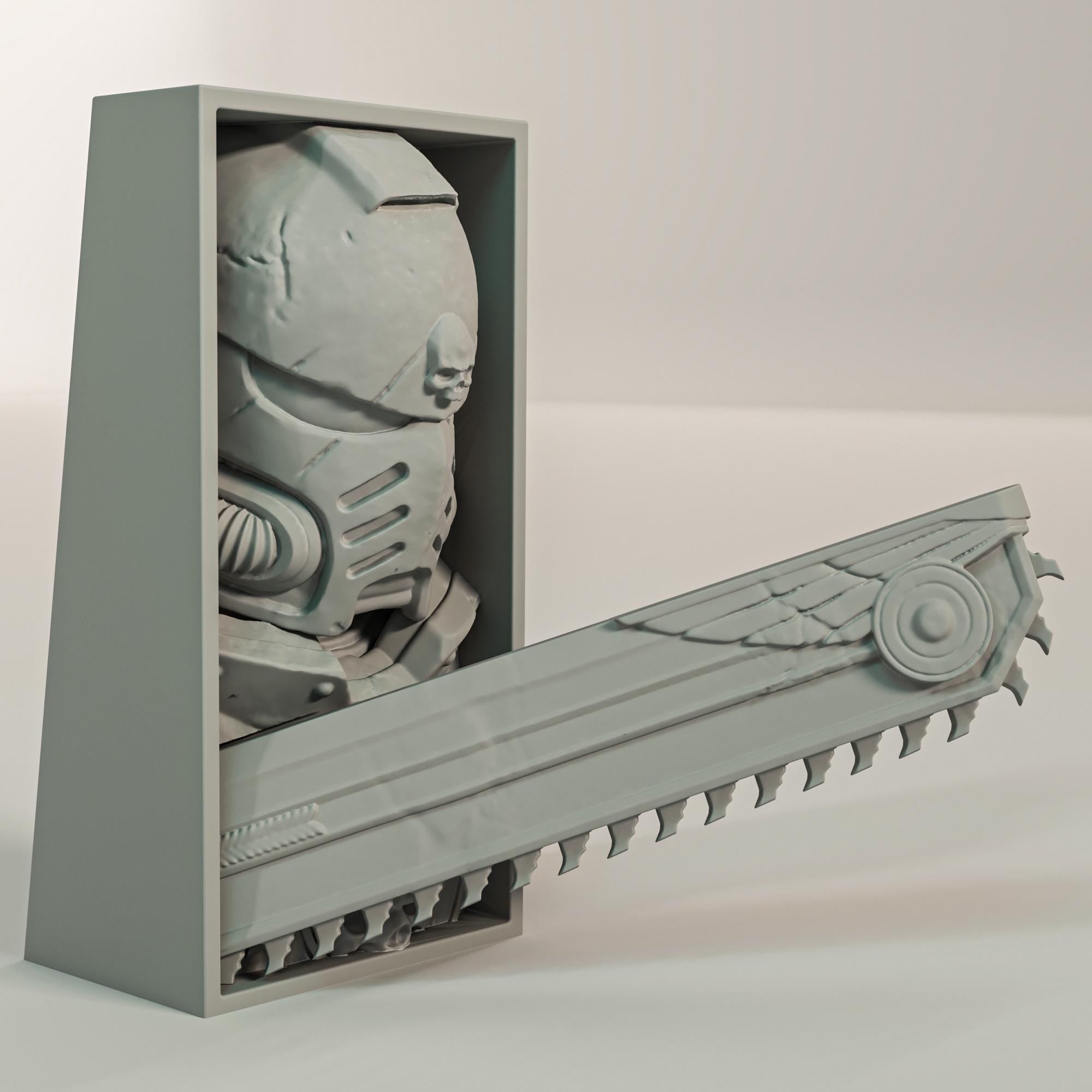 Galactic Space Knight Book Nook | Grim Dark Future 3D Shadow Box | Wargaming Decor 3D Wall Art