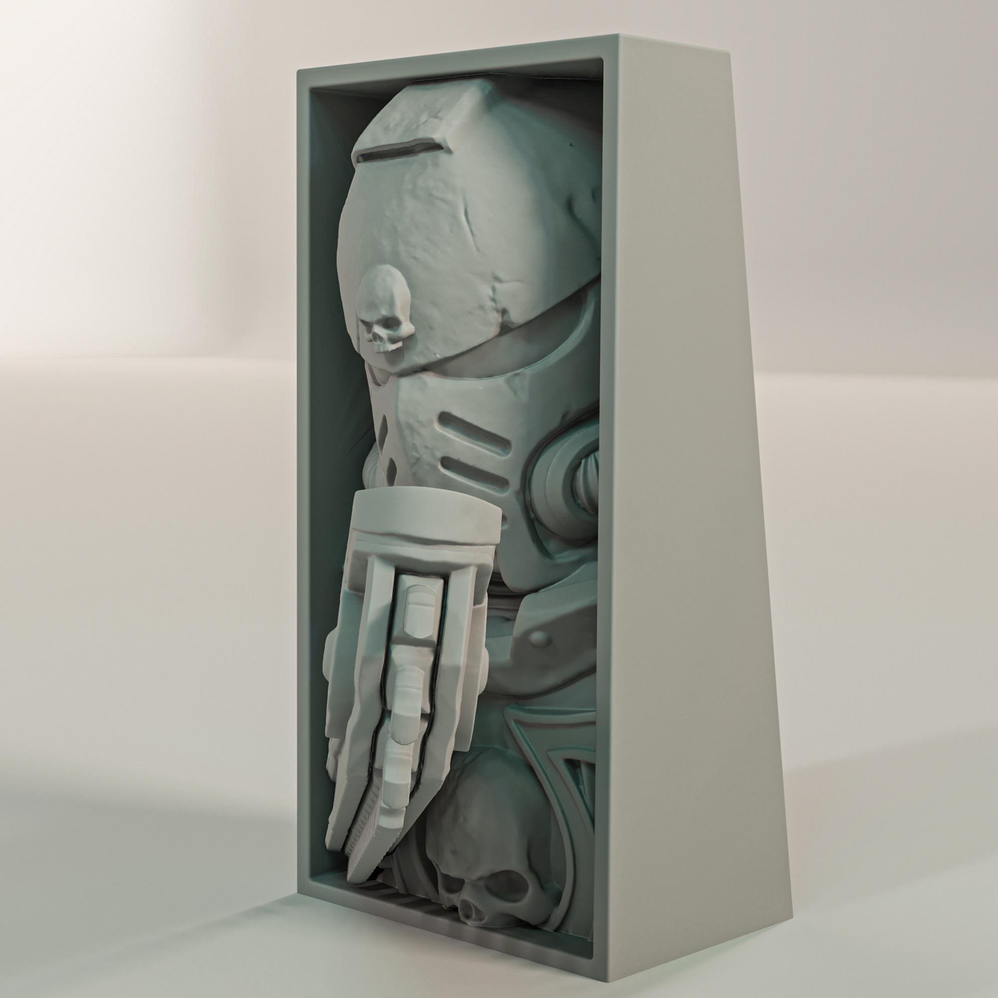Galactic Space Knight Book Nook | Grim Dark Future 3D Shadow Box | Wargaming Decor 3D Wall Art