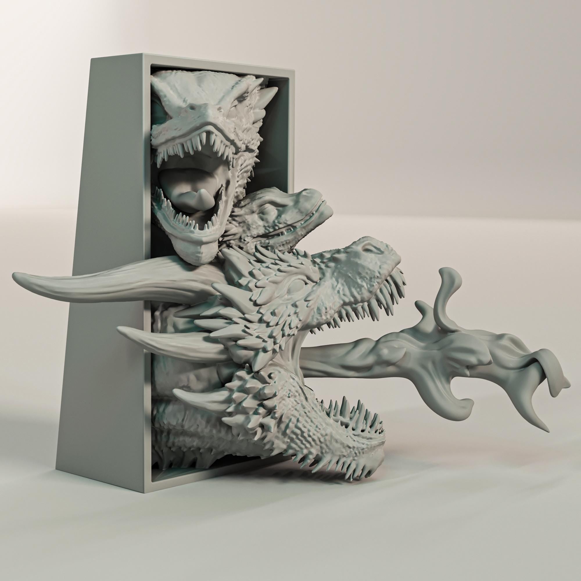 Fire Dragon Trio Book Nook | Epic Fantasy 3D Shadow Box | Medieval Decor 3D Wall Art