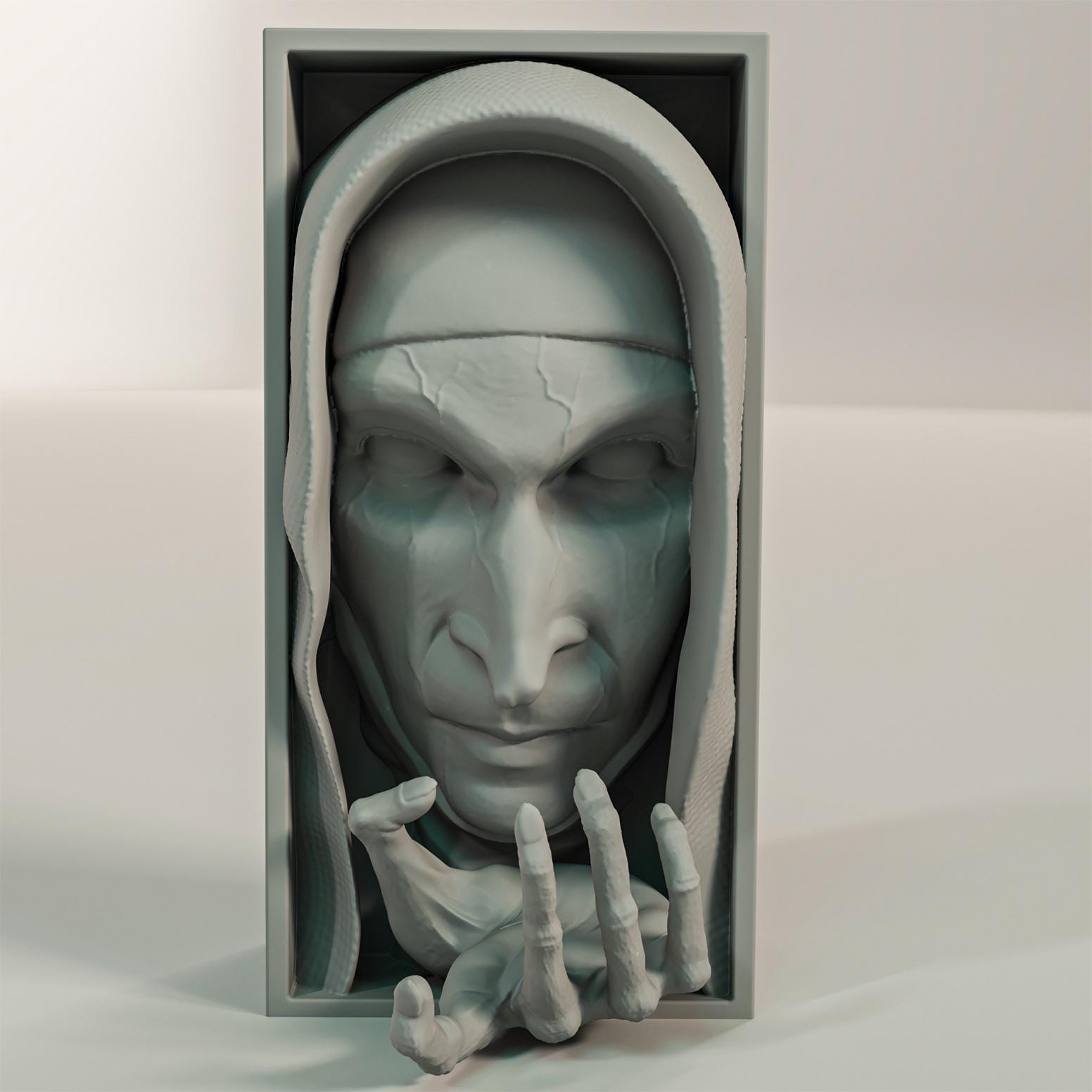 Demonic Nun Book Nook | Paranormal Horror 3D Shadow Box | Gothic Shelf Decor 3D Wall Art